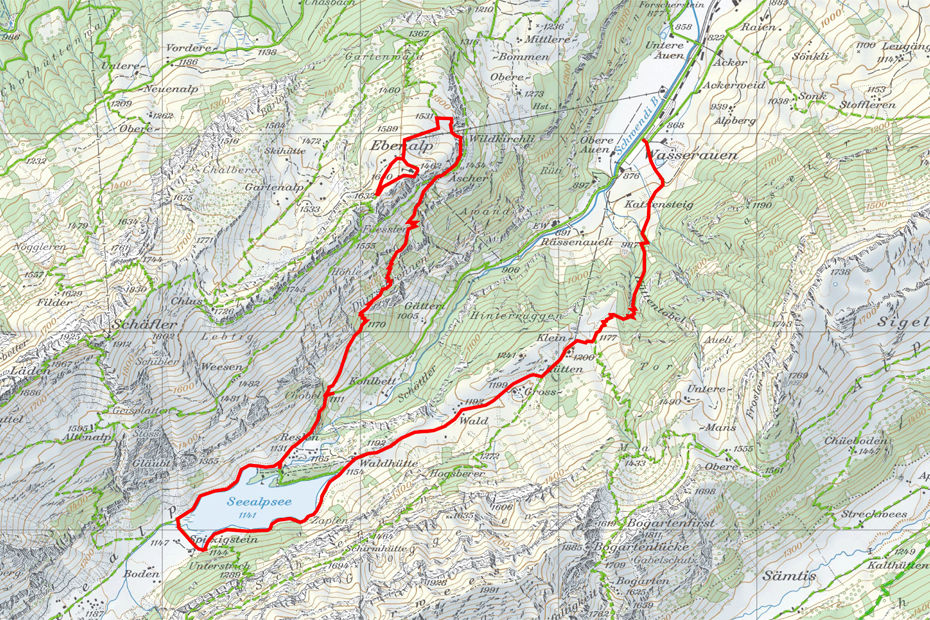 Wanderkarte-Ebenalp-Aescher-Seealpsee
