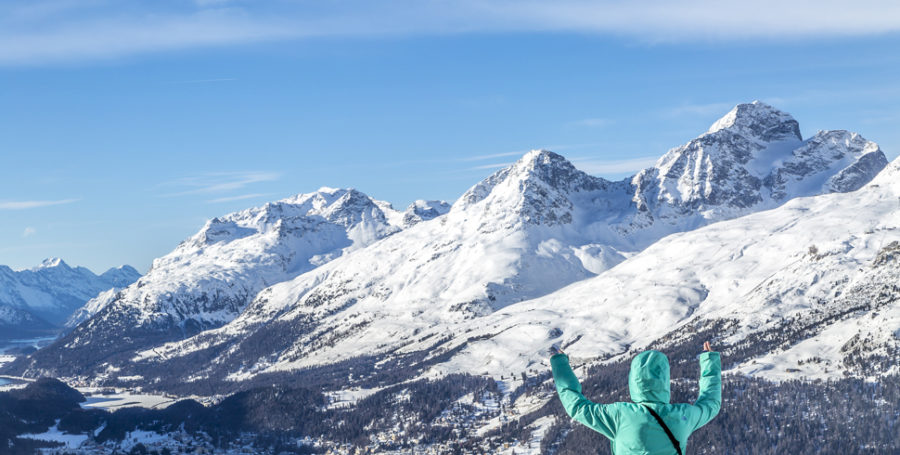 Muottas Muragl – Aussicht auf die Berge im Engadin