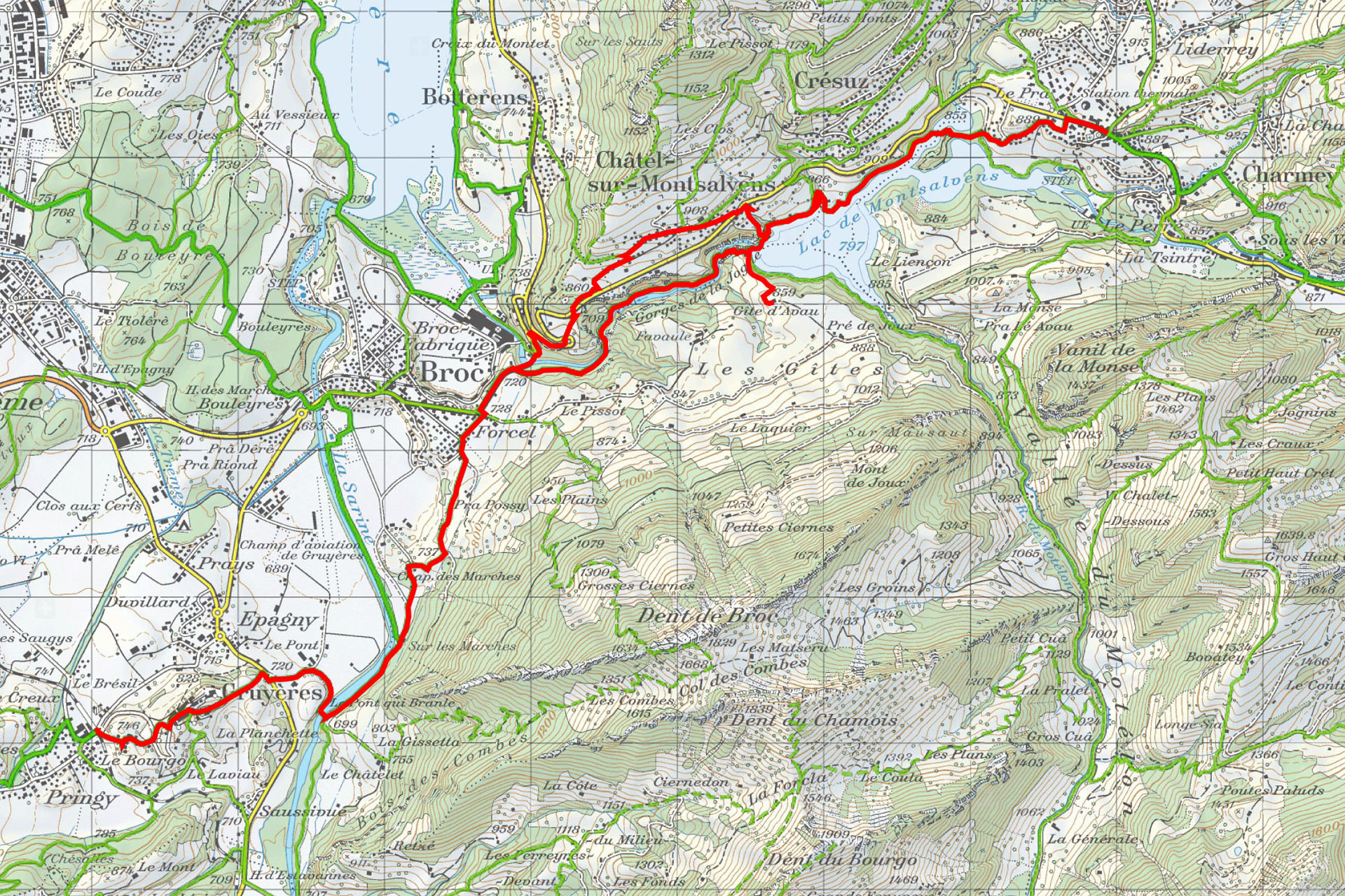 Wanderkarte-Chemin-de-Gruyere
