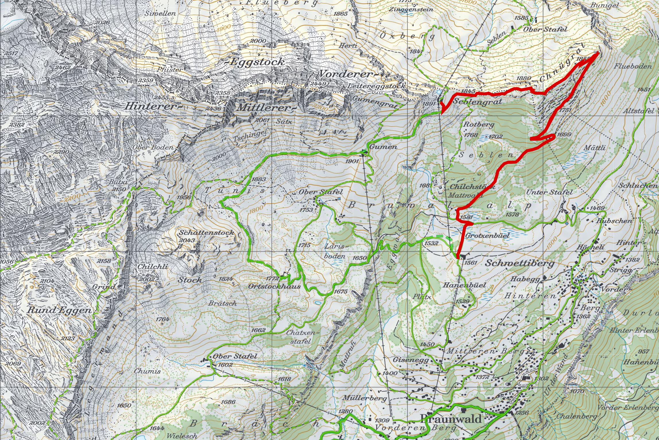 Braunwald-Wanderkarte-Panoramawanderung