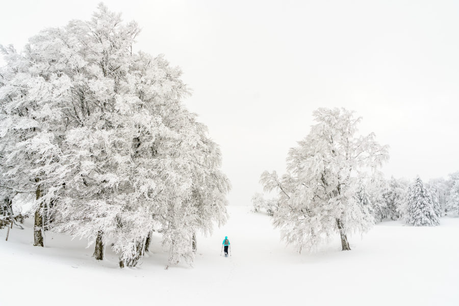 Schneeschuhwandern im Jura: Creux du Van im Winter