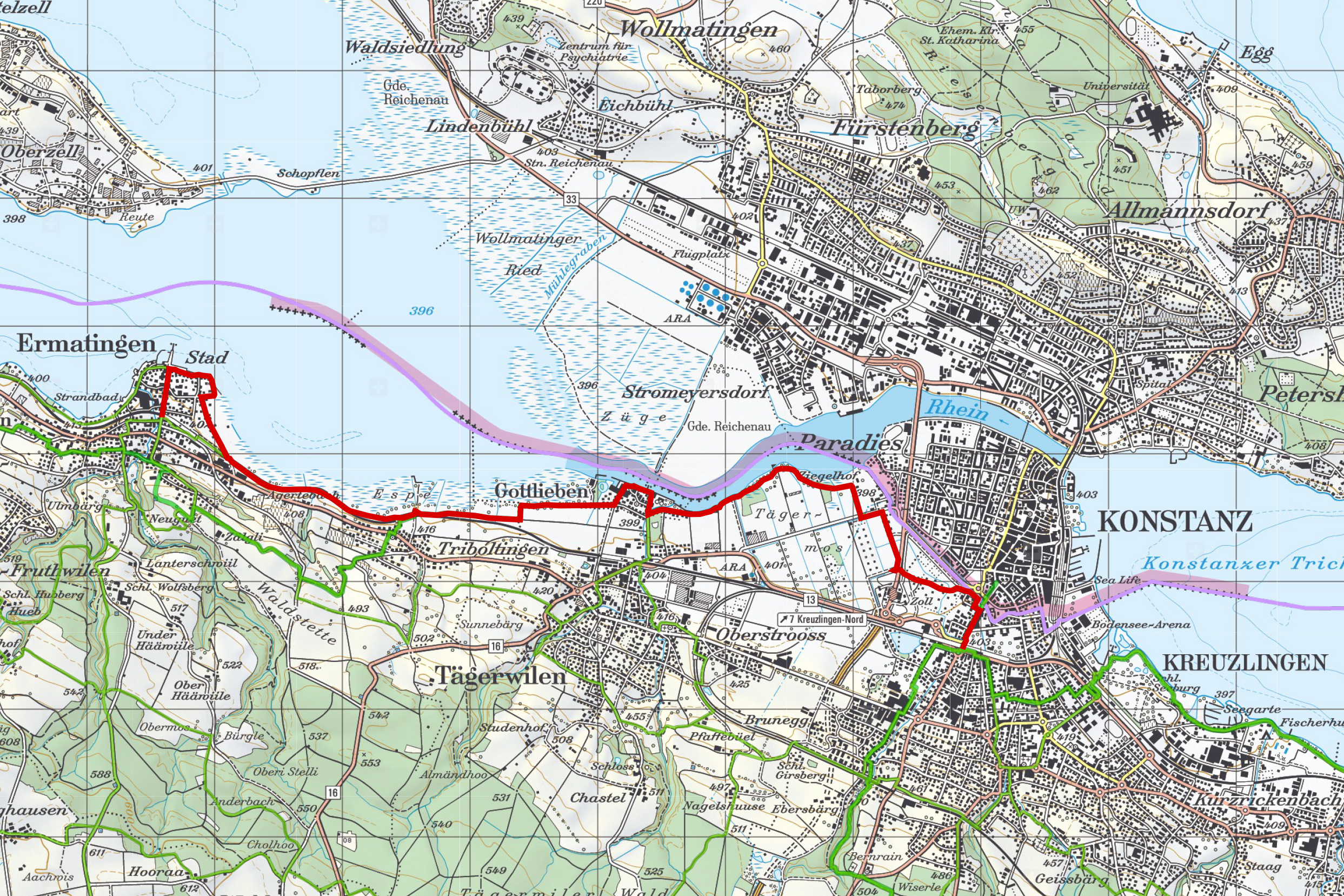 Kreuzlingen-Gottlieben-Ermatingen-Wanderkarte