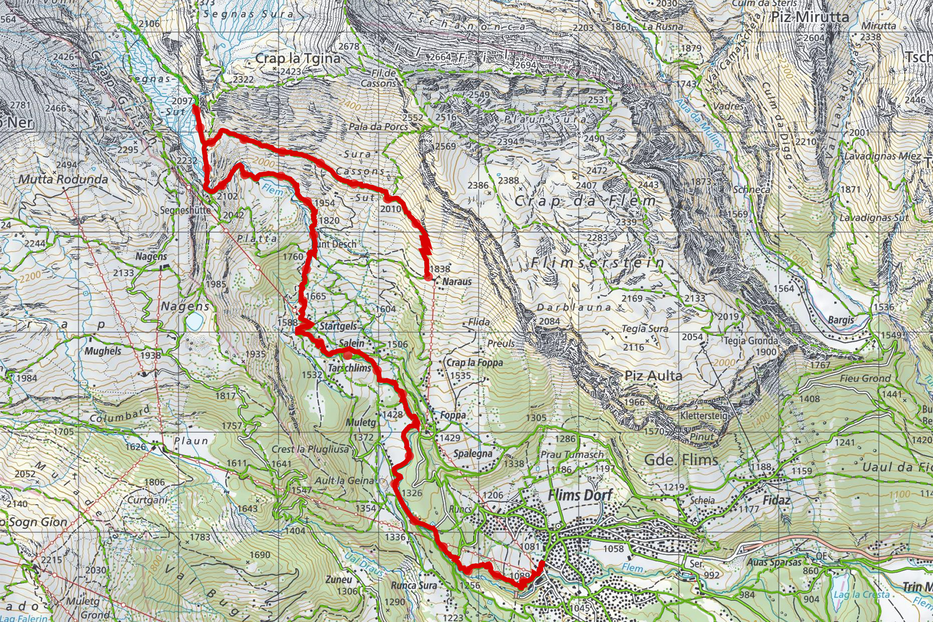 Wanderkarte Flimser Wasserweg