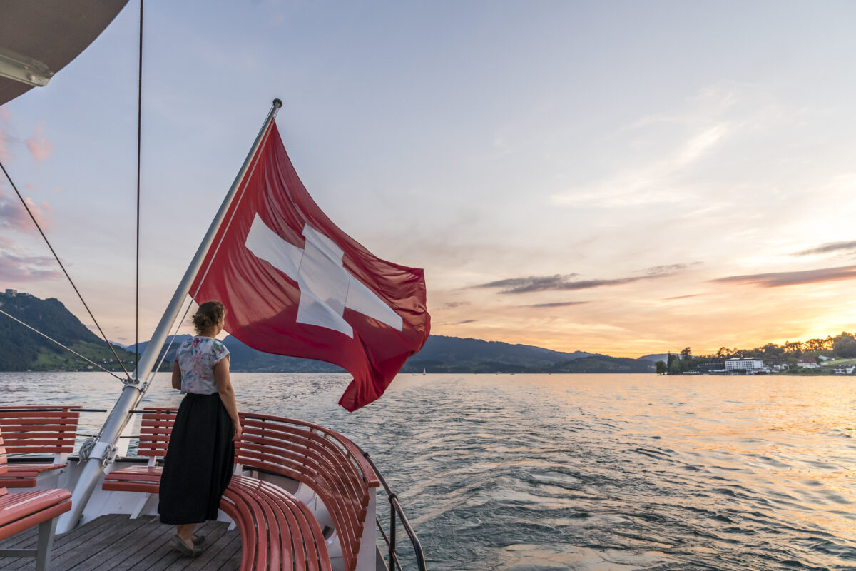 Sonnenuntergang Dampfschiff Uri