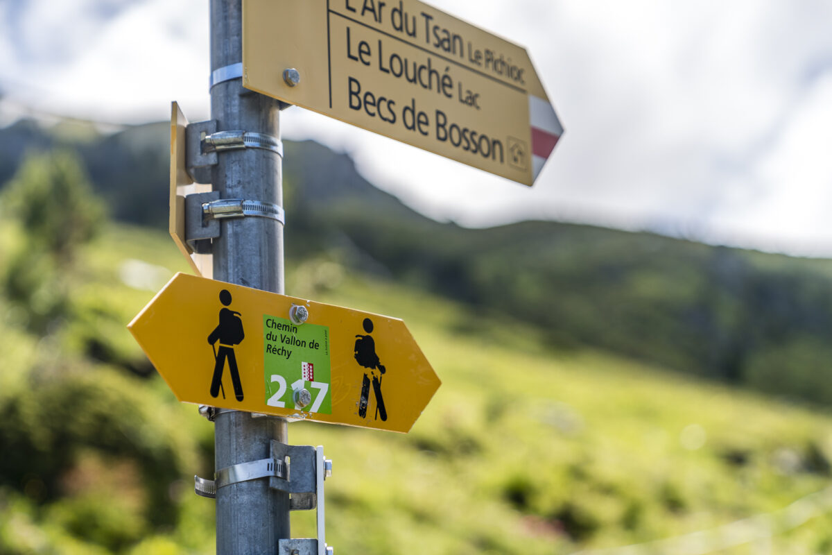 Wegweiser Chemin Vallon de Réchy