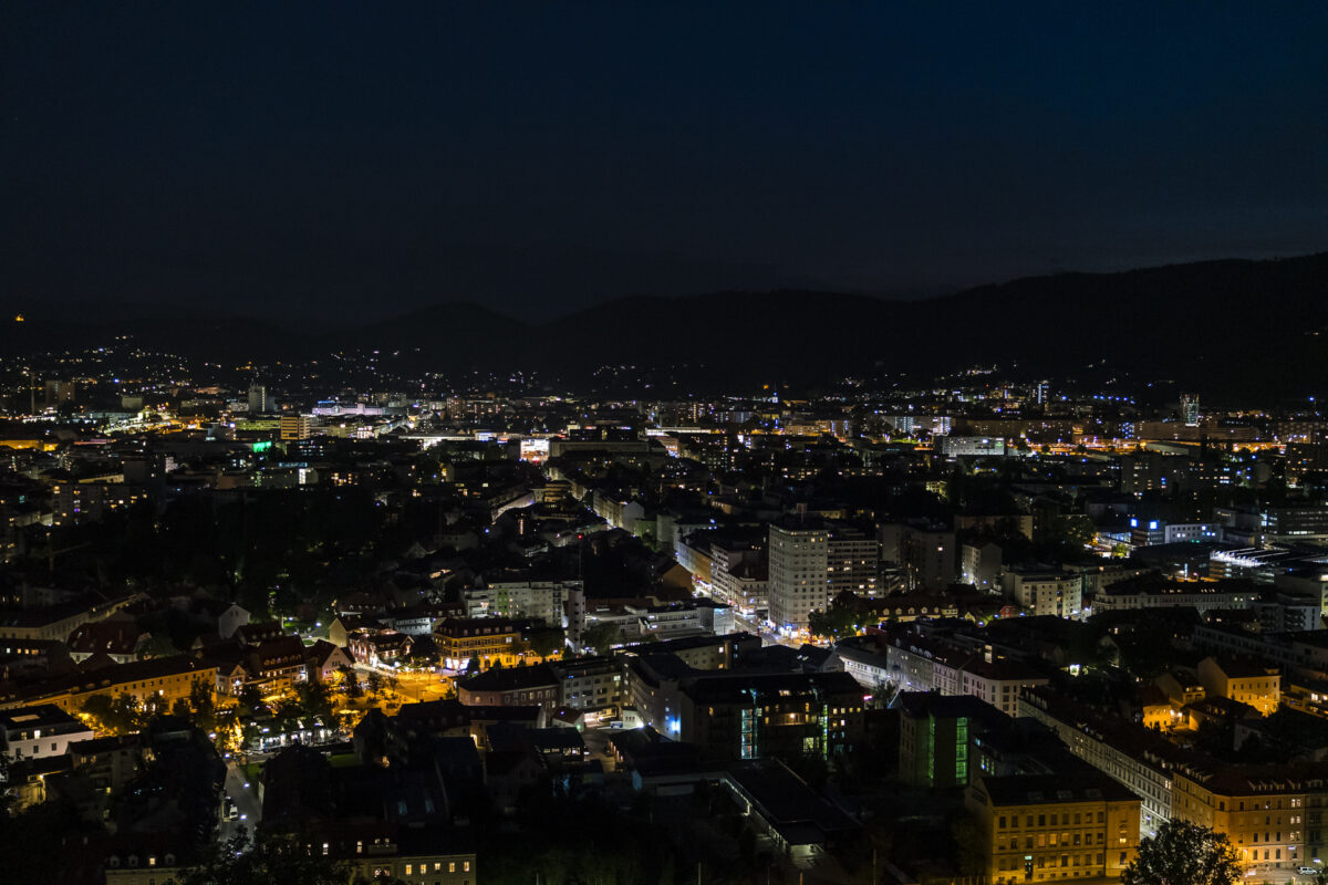 Graz Schlossberg Nachtpanorama