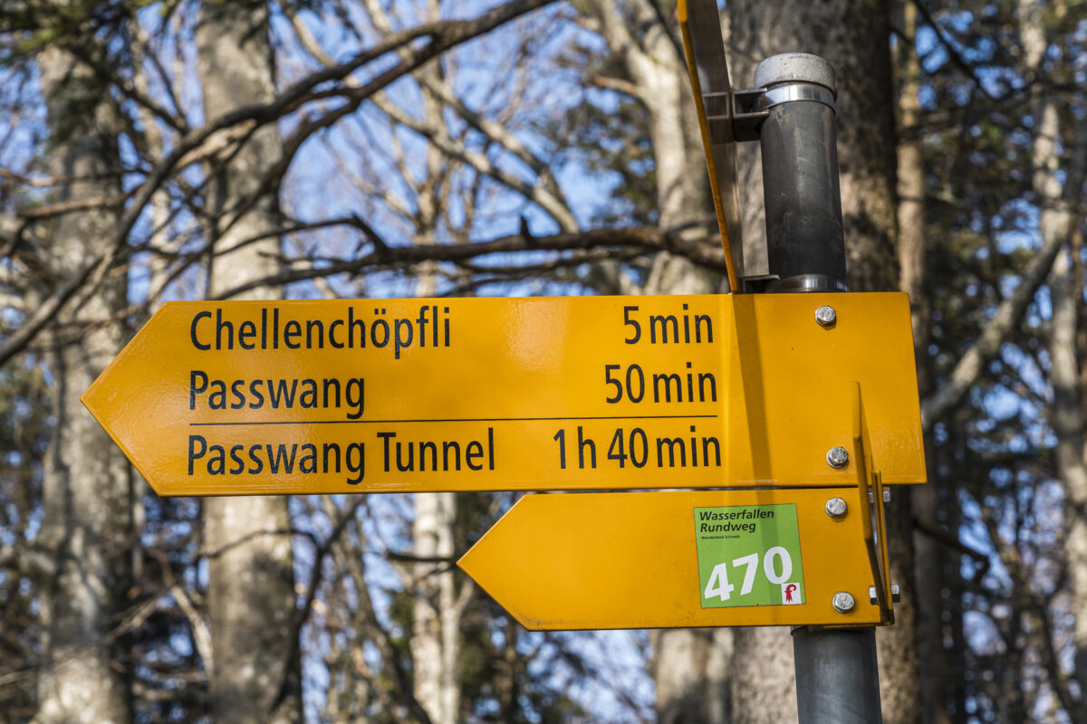 Wegweiser Wasserfallen-Rundweg