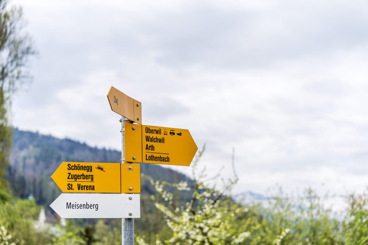 Wanderwegweiser Zug