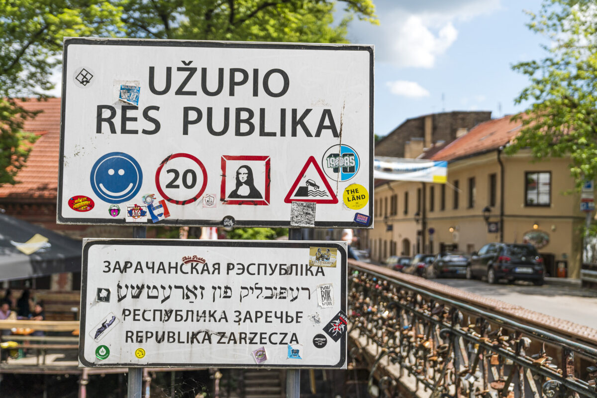 Grenzschild zur Republik Uzupia