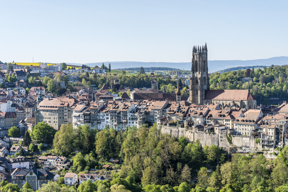 Panoramablick auf die Altstadt von Fribourg