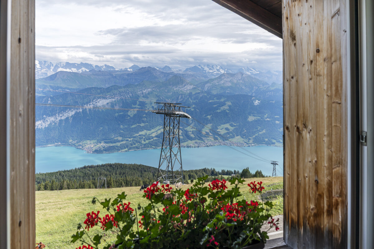 Zimmerausblick Berghaus Niederhorn