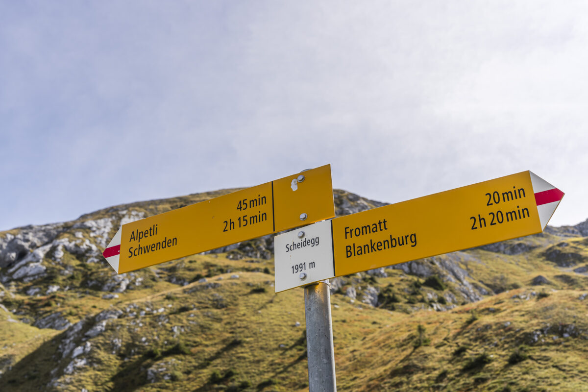 Wegweiser auf der Scheidegg